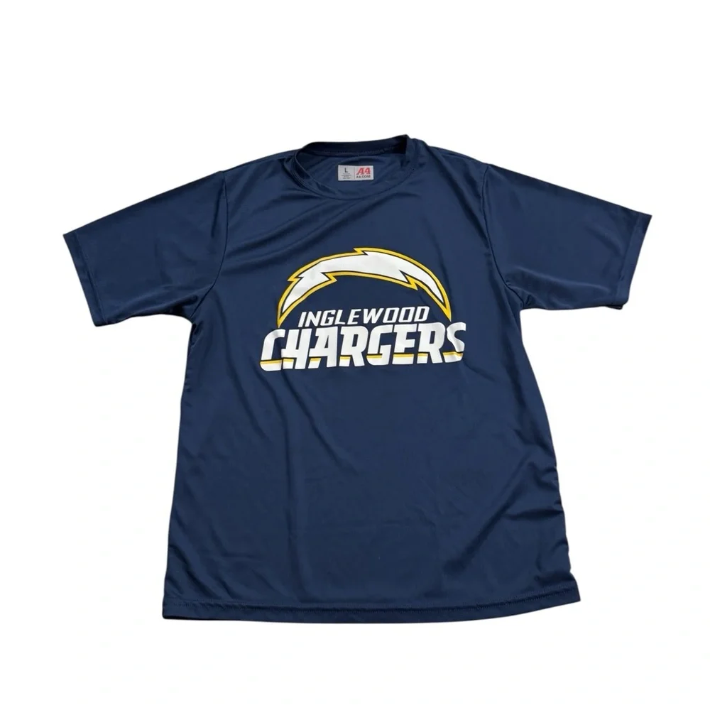 Inglewood LA Chargers Football A4 Youth Short Sleeve Tee in Blue NFL Size Large